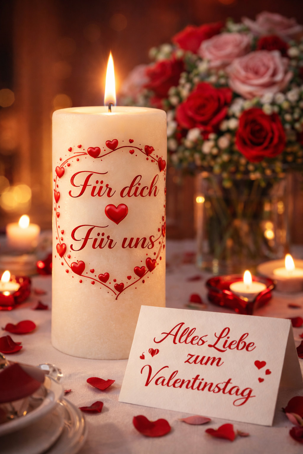 Valentinskerze "Für Dich, Für Uns"